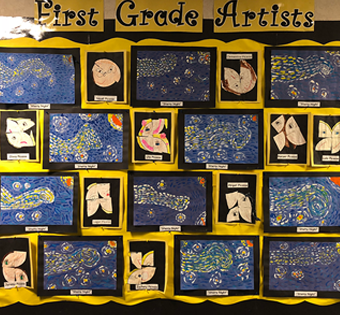 display of First Grade Artists work